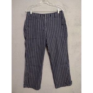 Jones NY Sport Women's Capri Cropped Pants Size 8 Navy & White Stripe, Pockets